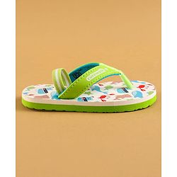 Cute Walk by Babyhug Flip Flops with Backstrap & Sea life Theme - Light Green