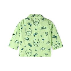 Babyhug Cotton Knit Full Sleeves Night Suit With Animal Print - Green