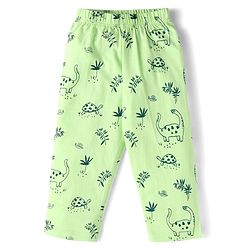 Babyhug Cotton Knit Full Sleeves Night Suit With Animal Print - Green