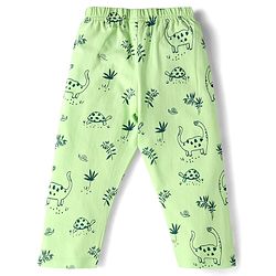 Babyhug Cotton Knit Full Sleeves Night Suit With Animal Print - Green