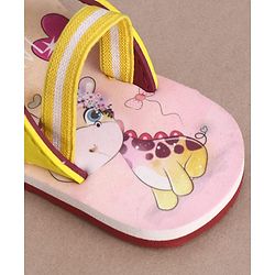 Cute Walk by Babyhug Flip Flops with Back Strap & Giraffe Print - Yellow