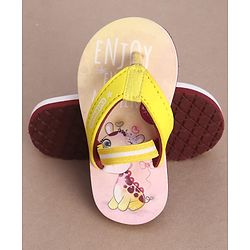 Cute Walk by Babyhug Flip Flops with Back Strap & Giraffe Print - Yellow