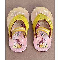 Cute Walk by Babyhug Flip Flops with Back Strap & Giraffe Print - Yellow
