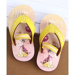 Cute Walk by Babyhug Flip Flops with Back Strap & Giraffe Print - Yellow