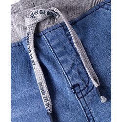 Babyhug Full Length Solid Washed Denim Jeans With Stretch - Blue