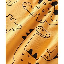 Babyhug Cotton Knit Full Sleeves Night Suit With Dino Print - Yellow