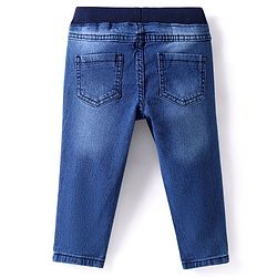 Babyhug Full Length Solid Washed Denim Jeans With Stretch - Blue
