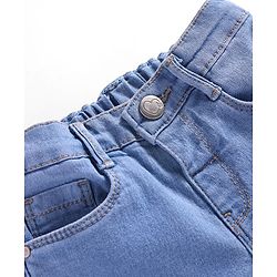 Babyhug Denim Full Length Washed Stretch Jeans With Floral Embroidery - Blue