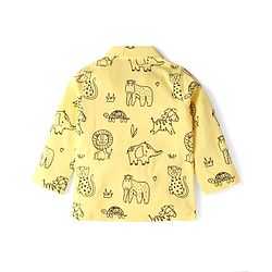 Babyhug Cotton Knit Full Sleeves Night Suit with Animal Print - Yellow