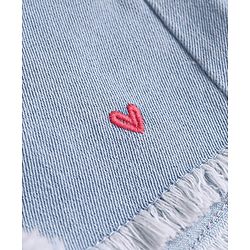 Babyhug Mid Thigh Washed Denim Shorts with Heart Embroidery - Light Blue
