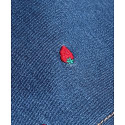 Babyhug Mid Thigh Washed Denim Skirt with Strawberry Embroidery - Navy Blue
