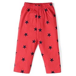 Babyhug Cotton Knit Full Sleeves Night Suit with Star Print - Red