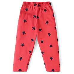 Babyhug Cotton Knit Full Sleeves Night Suit with Star Print - Red