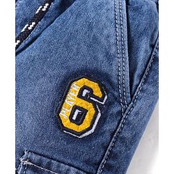 Babyhug Full Length Washed Denim Jeans with Number Embroidery - Blue