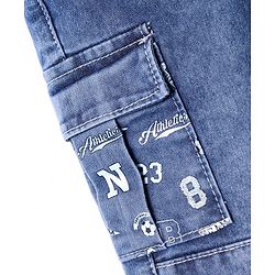 Babyhug Full Length Washed Denim Jeans with Number Embroidery - Blue
