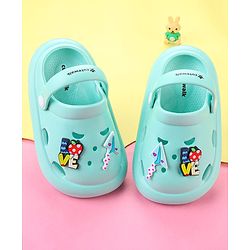 Cute Walk by Babyhug Clogs with Back Strap & Love Text Applique - Sea Green