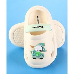 Cute Walk by Babyhug Clogs with Back Strap & Bunny Applique - White