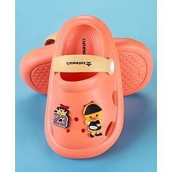 Cute Walk by Babyhug Clogs with Backstrap & Sport Theme Applique - Orange