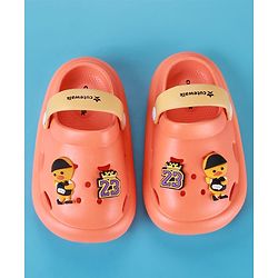 Cute Walk by Babyhug Clogs with Backstrap & Sport Theme Applique - Orange