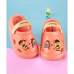 Cute Walk by Babyhug Clogs with Backstrap & Sport Theme Applique - Orange