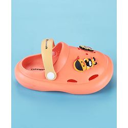Cute Walk by Babyhug Clogs with Backstrap & Sport Theme Applique - Orange
