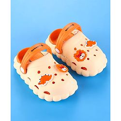 Cute Walk by Babyhug Clogs with Back Strap Closure & Turtle  Applique - Orange