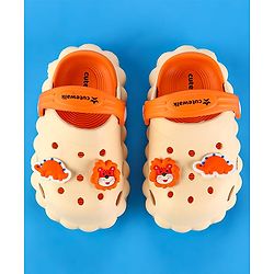 Cute Walk by Babyhug Clogs with Back Strap Closure & Turtle  Applique - Orange