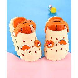 Cute Walk by Babyhug Clogs with Back Strap Closure & Turtle  Applique - Orange