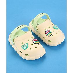 Cute Walk by Babyhug Clogs with Back Strap & Text Applique - Off White