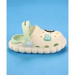 Cute Walk by Babyhug Clogs with Back Strap & Text Applique - Off White