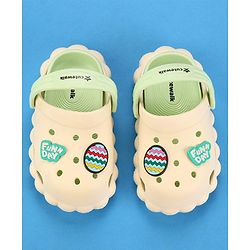 Cute Walk by Babyhug Clogs with Back Strap & Text Applique - Off White
