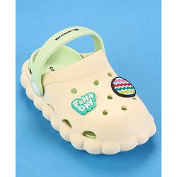 Cute Walk by Babyhug Clogs with Back Strap & Text Applique - Off White