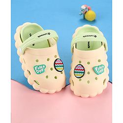 Cute Walk by Babyhug Clogs with Back Strap & Text Applique - Off White