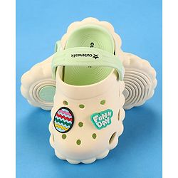 Cute Walk by Babyhug Clogs with Back Strap & Text Applique - Off White