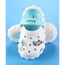 Cute Walk by Babyhug Clogs with Back Strap & Paper Plane Applique - Light Blue