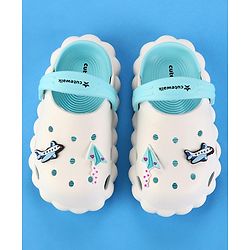 Cute Walk by Babyhug Clogs with Back Strap & Paper Plane Applique - Light Blue