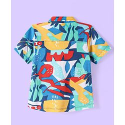 Babyhug Cotton Knit Half Sleeves Shirt with Abstract Print- Yellow & Blue