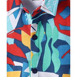 Babyhug Cotton Knit Half Sleeves Shirt with Abstract Print- Yellow & Blue