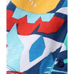 Babyhug Cotton Knit Half Sleeves Shirt with Abstract Print- Yellow & Blue