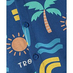 Babyhug Cotton Knit Half Sleeves  Shirt with Tropical Theme Print - Navy Blue