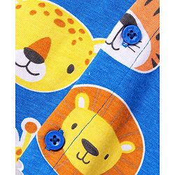 Babyhug Cotton Knit Half Sleeves Shirt with Animals Print- Blue