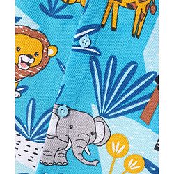 Babyhug Cotton Knit Half Sleeves Shirt with Animal Print - Blue