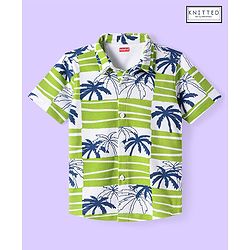 Babyhug Cotton Knit Half Sleeves  Shirt with Tropical Theme Print - Light Green