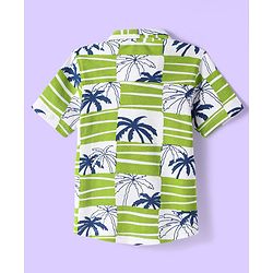 Babyhug Cotton Knit Half Sleeves  Shirt with Tropical Theme Print - Light Green