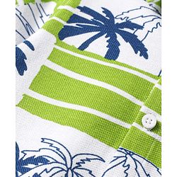 Babyhug Cotton Knit Half Sleeves  Shirt with Tropical Theme Print - Light Green
