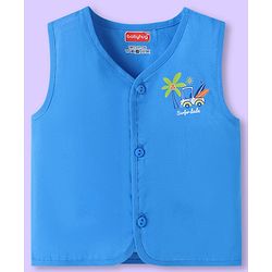 Babyhug 100% Cambric Woven Sleeveless  Front Open Jhabla with Beach Theme Print  Pack of 3 - Blue Coral & White