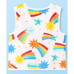 Babyhug Cambric Woven Front Open Sleeveless Vests With Striped & Star Print Pack Of 5 - Multicolour