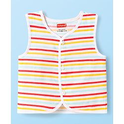 Babyhug Cambric Woven Front Open Sleeveless Vests With Striped & Star Print Pack Of 5 - Multicolour