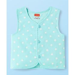 Babyhug Cambric Woven Front Open Sleeveless Vests With Striped & Star Print Pack Of 5 - Multicolour