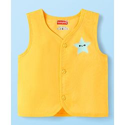 Babyhug Cambric Woven Front Open Sleeveless Vests With Striped & Star Print Pack Of 5 - Multicolour